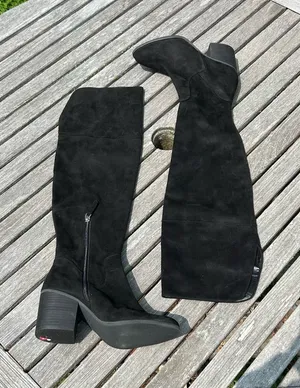 BP Luke Over The Knee Tall Boots Black Faux Suede Women‎ Size 6.5 thumbnail 1