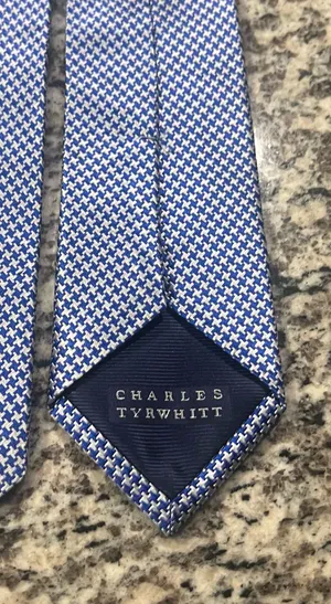 CHARLES TYRWHITT Men's 100% Silk Necktie Designer Blue thumbnail 7
