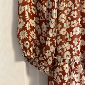Endless Blue Women’s Dress, Brown with Floral and Gold Pinstripes, Size L thumbnail 4