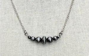 Navajo Style Pearl Bar Necklace with Saucer Pearl thumbnail 1