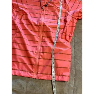 Columbia Full Zip Hooded Windbreaker Women's Size Large Striped Jacket Pink thumbnail 7