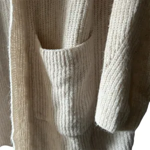 Oversized Knit Cardigan American Eagle Beige Sweater With Pockets thumbnail 3