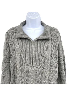 Lucky Brand Gray Cable Knit Half-Zip Pullover Sweater Womens Size Large thumbnail 2