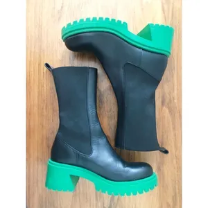 STEVE MADDEN Leather Chelsea Midi Boot Size 6 Black Platform Lug Sole Block Heel thumbnail 8