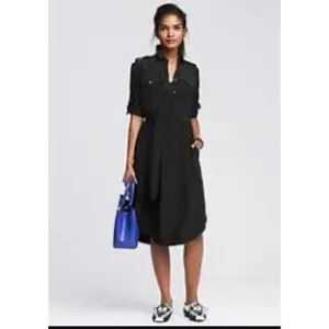 J.Crew Black Shirt Dress Size NWT 3/4 Roll Tab Sleeves Lined thumbnail 7