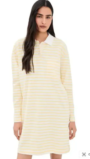 Alex Mill Natural Yellow Stripe Cotton Rugby Polo Mini Dress Size M thumbnail 1