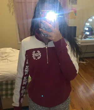 PINK - Victoria's Secret Maroon Quarter Zip thumbnail 2