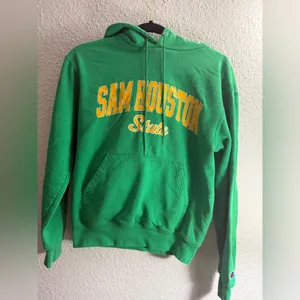 Champion Unisex Green Hoodie with Yellow Sam Houston State Logo Size S thumbnail 2