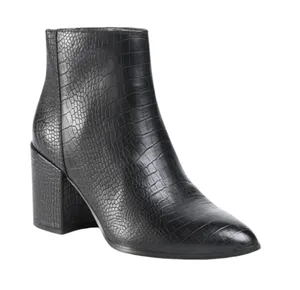 Steve Madden Julianne Black Crocodile Embossed Leather Ankle Boots Size 8 thumbnail 1