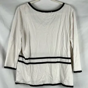 Cato White Sweater Black Outline 3/4 Sleeve XL Top thumbnail 2