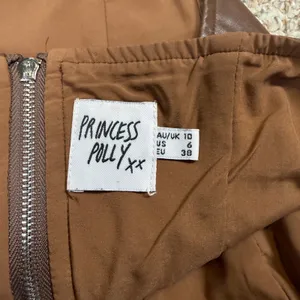 Princess Polly Brown Faux Leather Corset Top Strapless Bustier Night Out Size 6 thumbnail 3