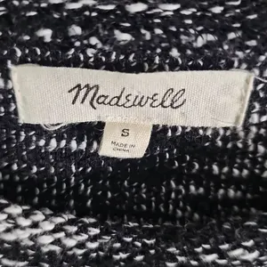 Madewell Black and White Sweater, Size Small, Buttons down one shoulder. thumbnail 4