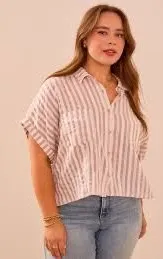 Altar’d State Vienna Striped Button Down Top  thumbnail 1