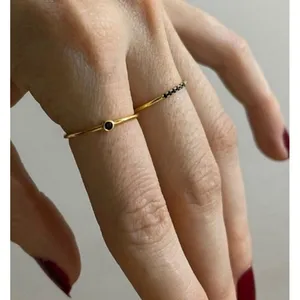 NEW Women's Dainty Gold Filled Black & Synthetic Diamond‎ Ring Size 7 thumbnail 12