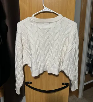 Pink Rose White Cropped Sweater thumbnail 4