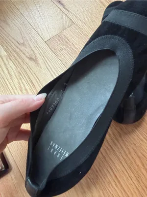 Stuart Weitzman Black Suede Ballet Flats Grosgrain Trim Size 6.5 thumbnail 6