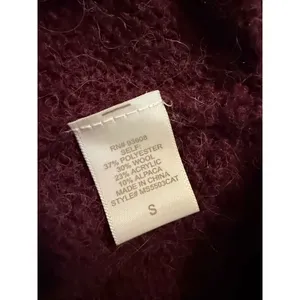 Matty M Womens Small Burgundy‎ Wool Alpaca Blend Oversized Turtleneck Sweater thumbnail 5