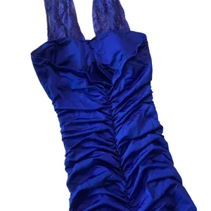 Solid Ruched Halter Bodycon Dress Blue Size XS thumbnail 7