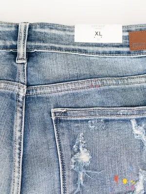 Judy Blue - Distressed Paint Splatter Denim Shorts thumbnail 8