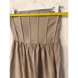 PrettyLittleThing Taupe Strapless Corset Maxi Dress US 2 Linen‎ Look Boho Tan thumbnail 4