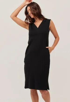 Pact Black Organic Cotton Hooded Airplane Dress Sleeveless Midi Size Small thumbnail 1