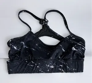 Varley Black Marble Print Sports Bra Strappy Racerback Workout‎ Gym Athleisure thumbnail 1