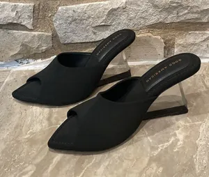 Good American Black Point Toe Acrylic Clear Heel Shoes 7 thumbnail 1