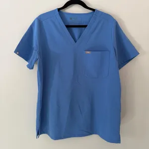 Figs Catarina One-Pocket Scrub‎ Top Blue Short Sleeve Scrub Shirt Size Large thumbnail 1