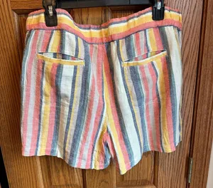 Caslon Nordstrom Rack Linen Shorts Size L Rainbow Stripe New NWT Drawstring thumbnail 4