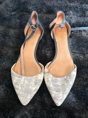 Madewell 1937 Leather Sandal Shoe Pointy Toe 6 Ankle Strap Flats snakeskin thumbnail 1