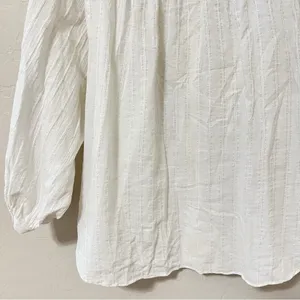 Madewell White Shimmer Stripe Button-Down Peasant Top thumbnail 7