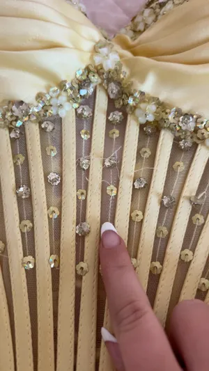 Yellow Dillard's Dress Prom thumbnail 4