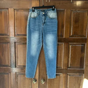 Nasty Gal Two Tones Mom Blue Jeans‎ Women’s Size 2 Inside Out Denim thumbnail 2