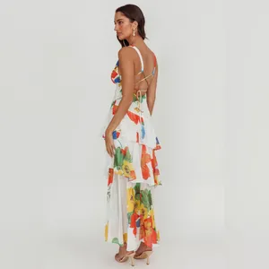 Selfie Leslie *NWT* Saints & Secrets Veda Strappy Back Ruffle Maxi Dress White thumbnail 7