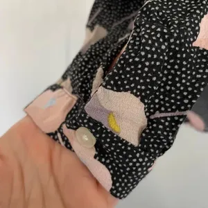 Loft black and floral long sleeve blouse size small thumbnail 5