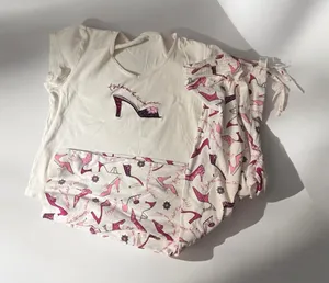 delicates Cream and Pink Shoe-Print Pajama Set 554 thumbnail 1