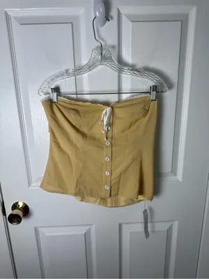 Reformation Dalia Top in Blonde Butter Yellow 12 NEW thumbnail 2