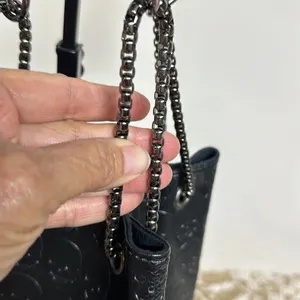 Handbag/Purse Black w/embossed Skulls/ Chain Straps - Great Condition thumbnail 3