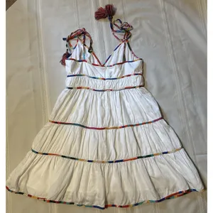Antonio Melani Keri Tiered Dress White Cotton Rainbow Trim Size 8 Women’s thumbnail 6