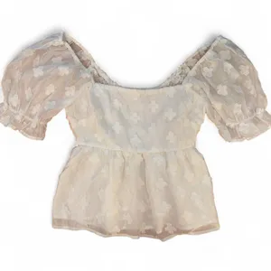 Altar'd State White Puff Sleeve Peplum Top Size S thumbnail 1