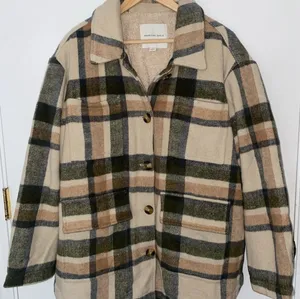 American eagle plaid fleece jacket  thumbnail 1
