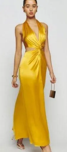 💕REFORMATION💕 Nerida Silk Dress ~ Tumeric 10 NWT thumbnail 1