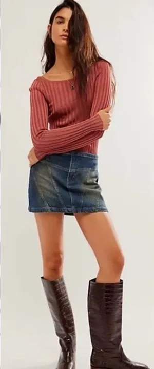 NWOT Free People Hits Different Lace-Up Top in Rusted Coral Sz S thumbnail 1