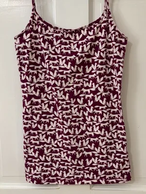 Y2K Style Foxes Print‎ Maroon Preppy Funny Aeropostale Favorite Cami Tank Sz M thumbnail 1
