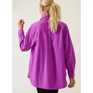 Athleta Oversized Poplin Top Button Up Shirt Relaxed Athleisure Purple 3X NWT thumbnail 3