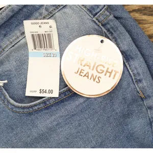 NWT Gogo Jeans Distressed Frayed Straight-Leg Jeans Medium White Wash Blue 20W thumbnail 9