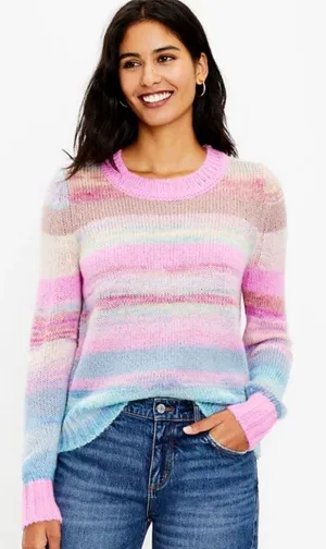 Loft Rainbow Spacedye Knit Sweater $79.50 NWT XS thumbnail 1