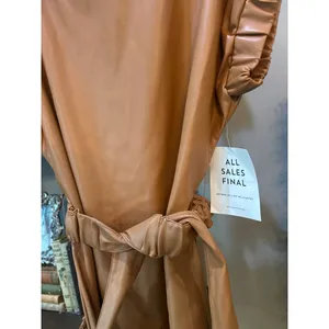 INCLAN STUDIO Millie Faux Leather Mini Dress TAN BROWN Butterscotch Womens Size thumbnail 7
