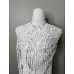 Specialty House White Crochet Sweater Cardigan Vest Large‎ Button Boho Fisherman thumbnail 3