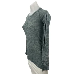 Lululemon Women Gray Heather Long Sleeve Yoga Workout Athletic T Shirt Tee Top 4 thumbnail 3